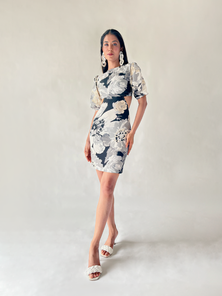 Daisy Cut Printed Short Dress