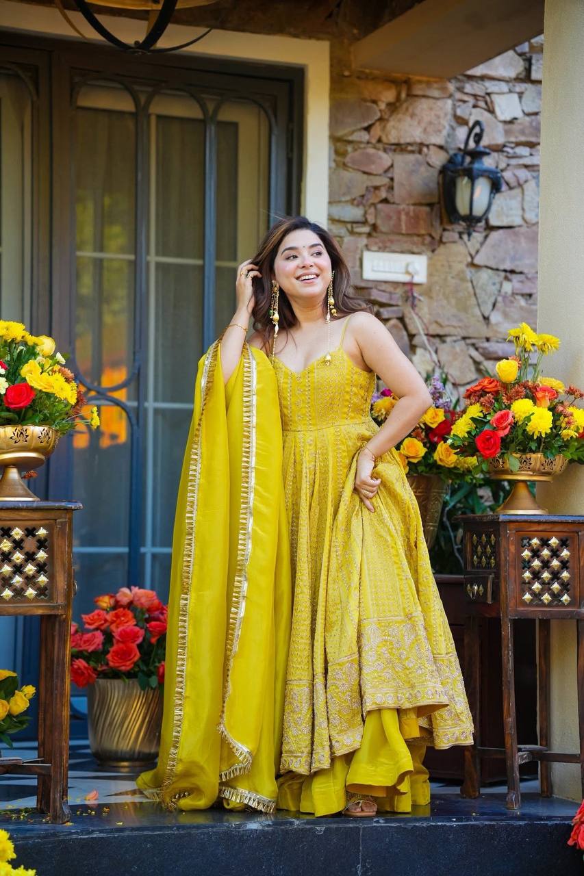 Designer Yellow Wedding Wear Suit Set with Dupatta  Embradi
