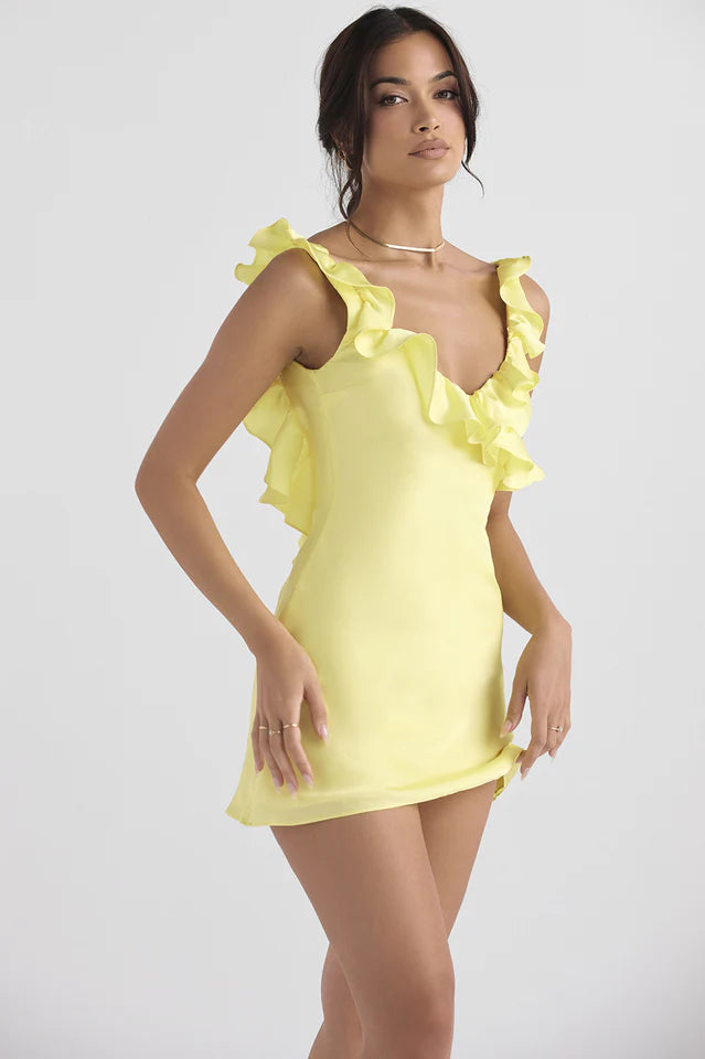 Elegant Flax Frill Mini Dress