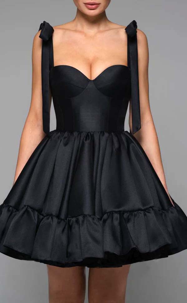 Black Bow Frock Mini Dress