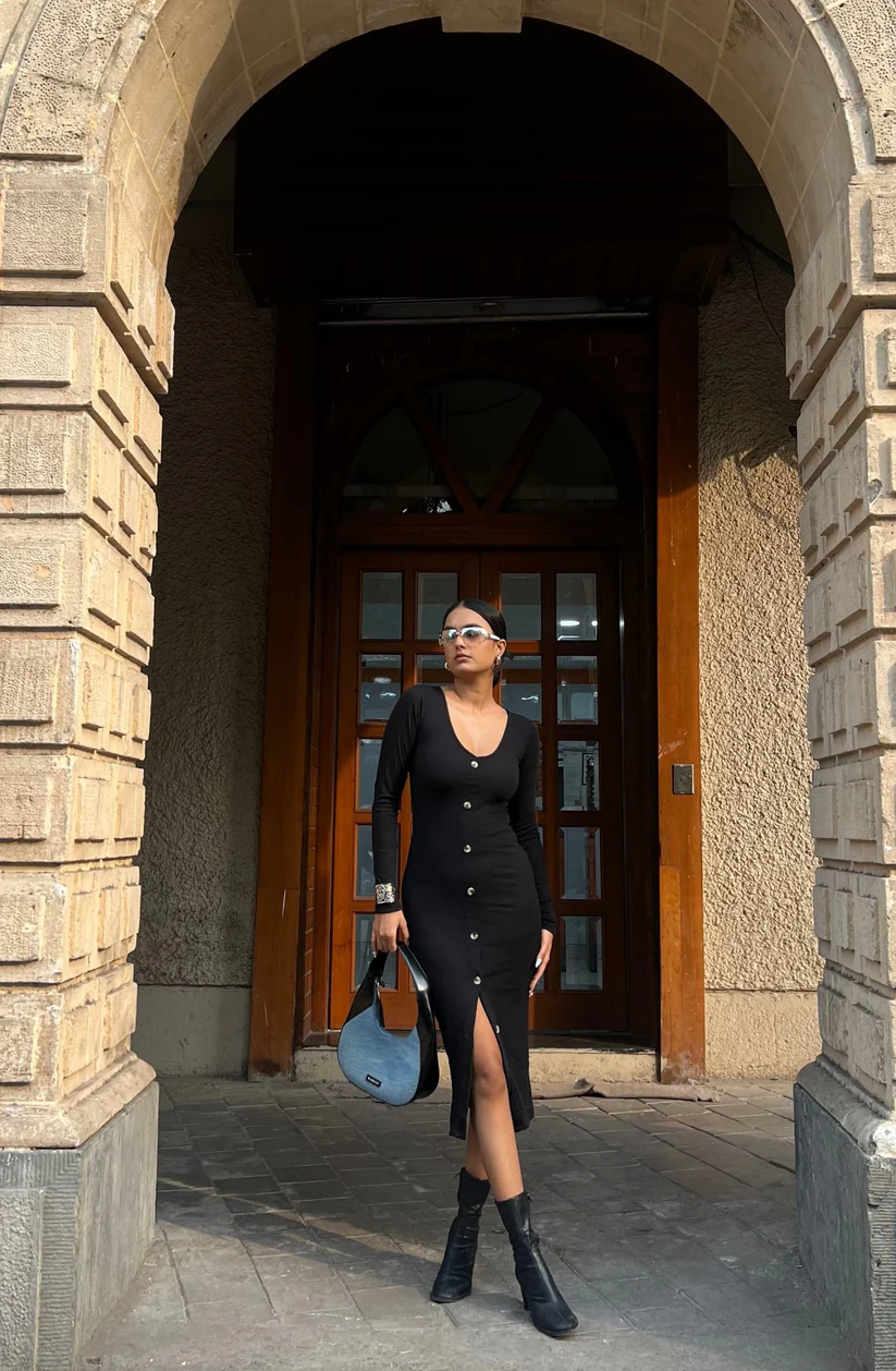 Bodycone Black Cut Midi Dress