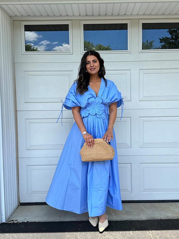 Blue Summer Flower Maxi Dress