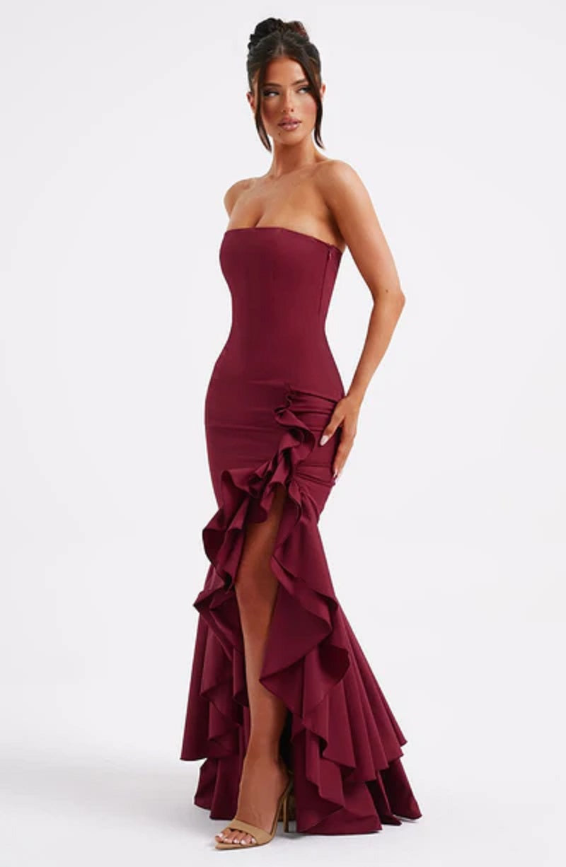 Quen Frill Cutout Long Dress