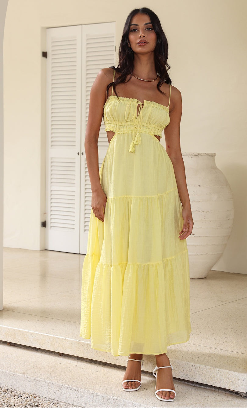 Yellow Summer Elegant One Piece Dress