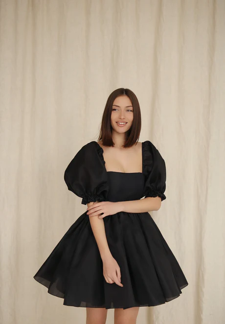 Black Frock Frill Mini Dress