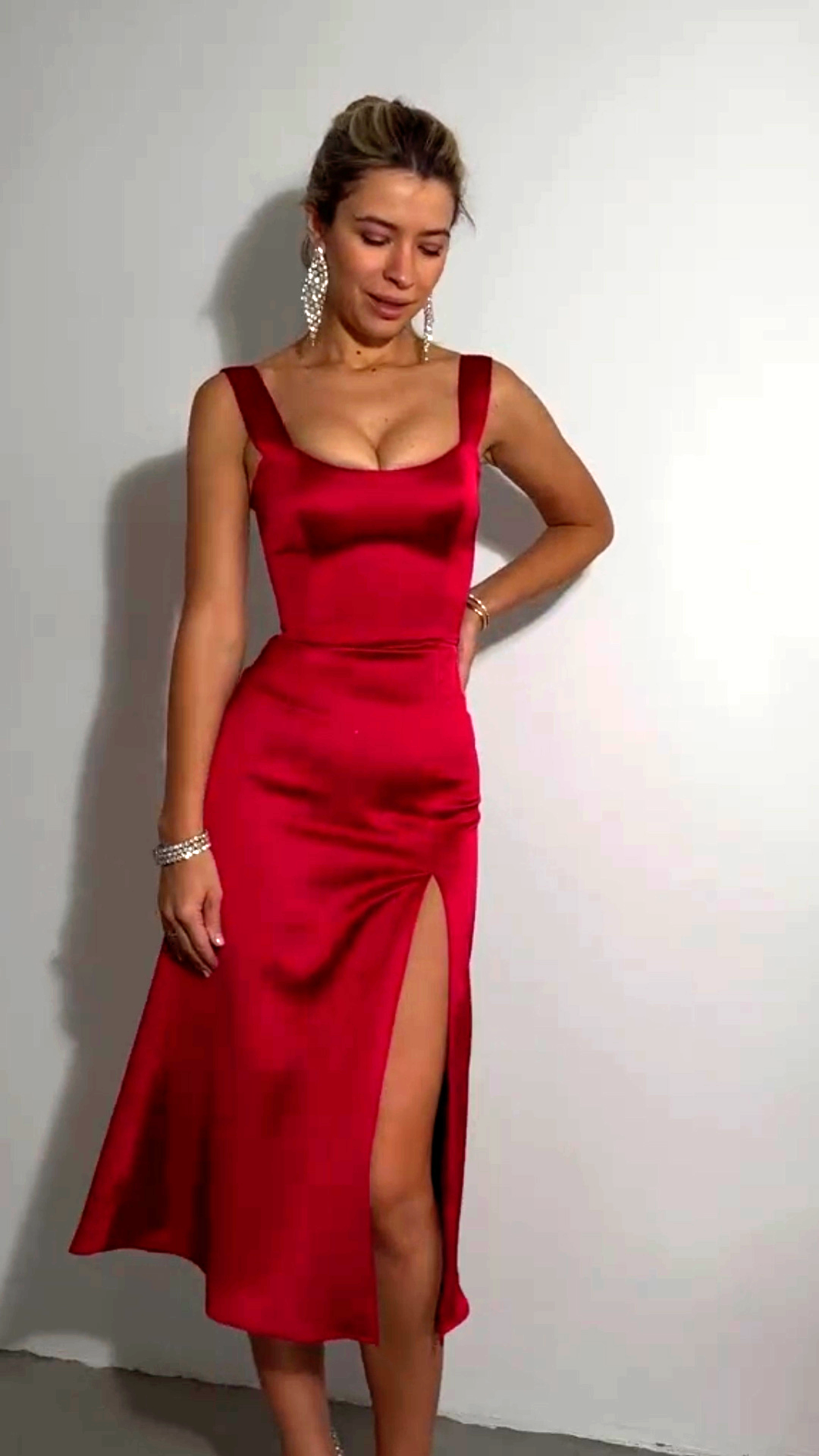 Cutout Red Midi Dress