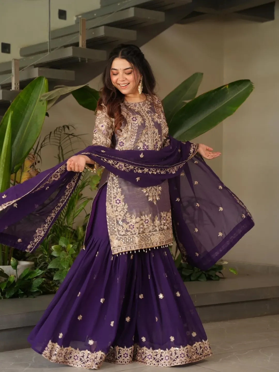 khubaani Kurta and Palazzo with Dupatta Designer Set