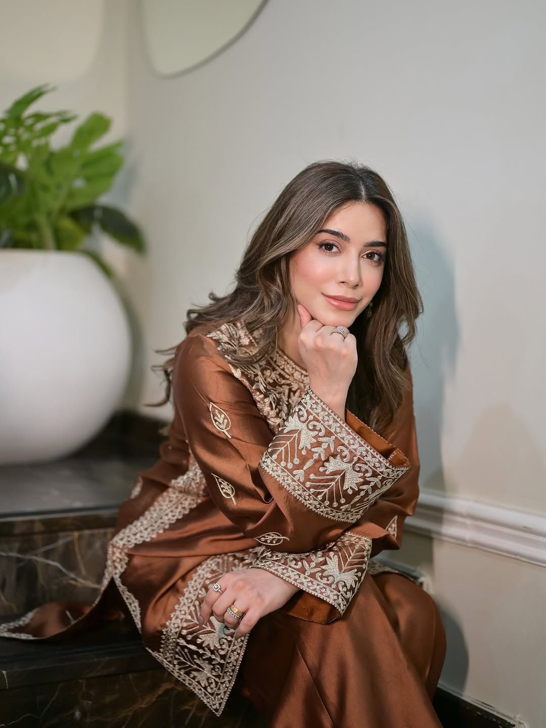 Designer Chinon Silk Party Wear Kurta Palazzo Set with Dupatta