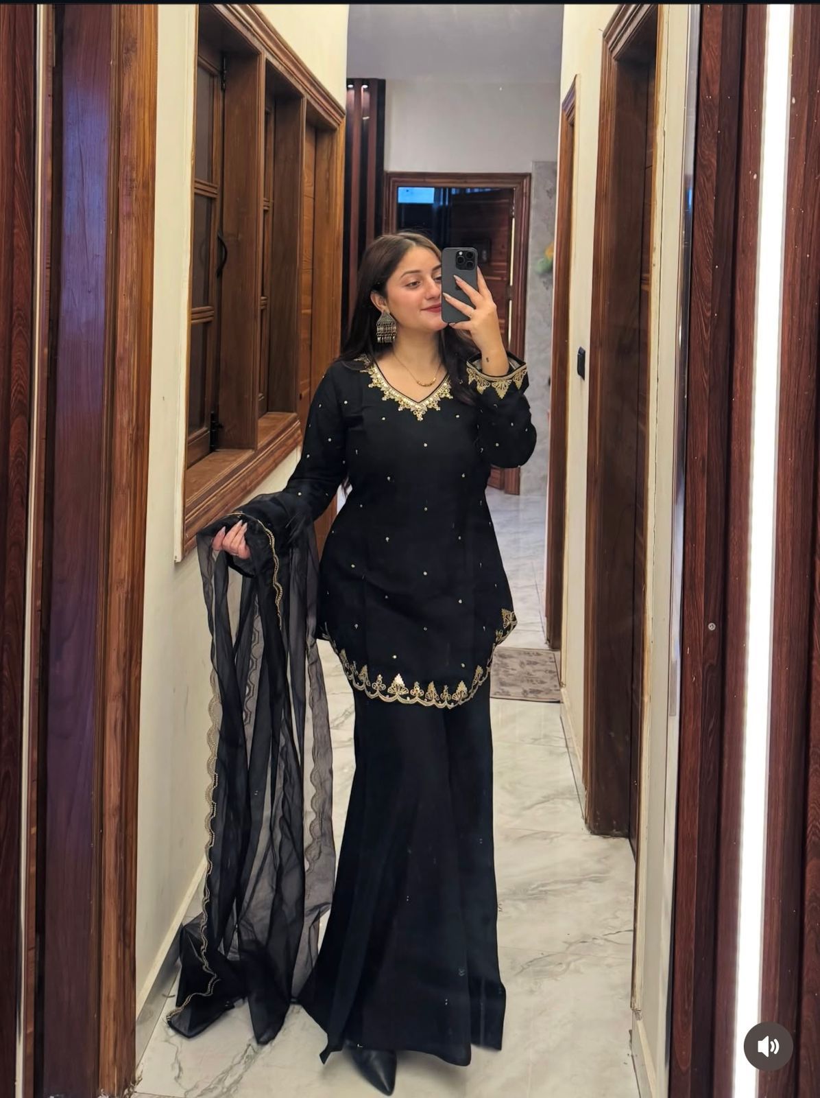 Designer Silk Top Palazzo Dupatta Set