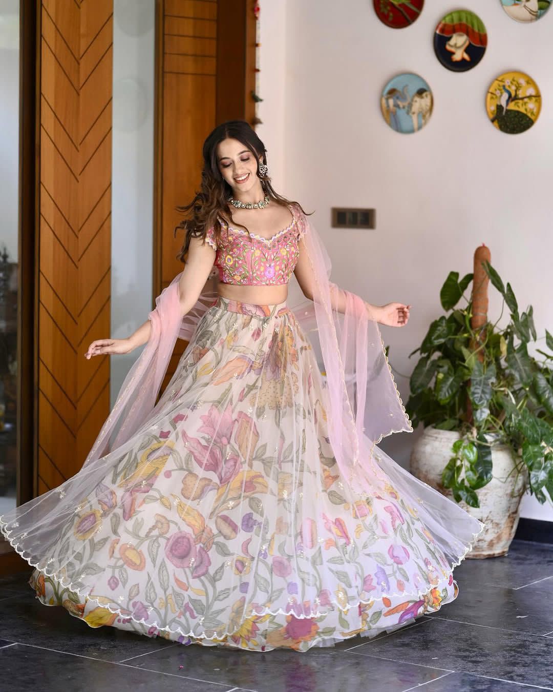 Floral Bloom Wedding Luxe Lahenga Choli Set