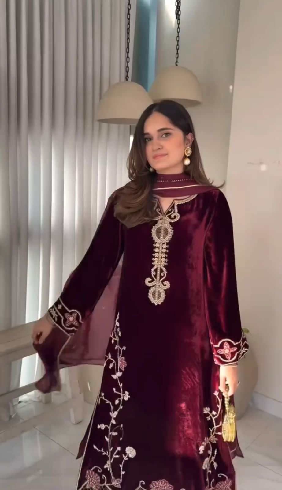 Trending Velvet Kurta Plazzo Set with Dupatta