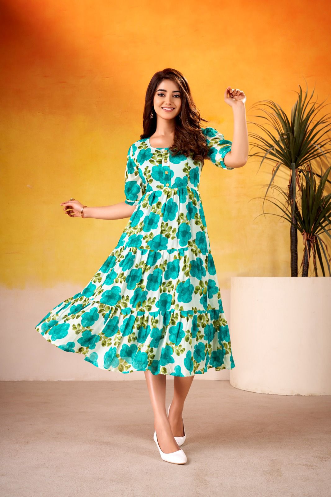 Cyraa Blue Western One Piece Dress