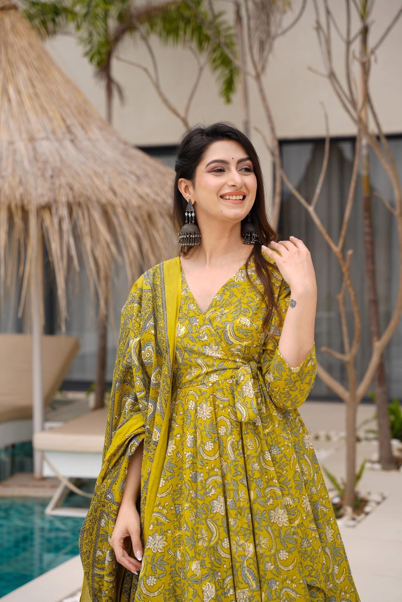 Mustard Muslin Cotton Suit Set