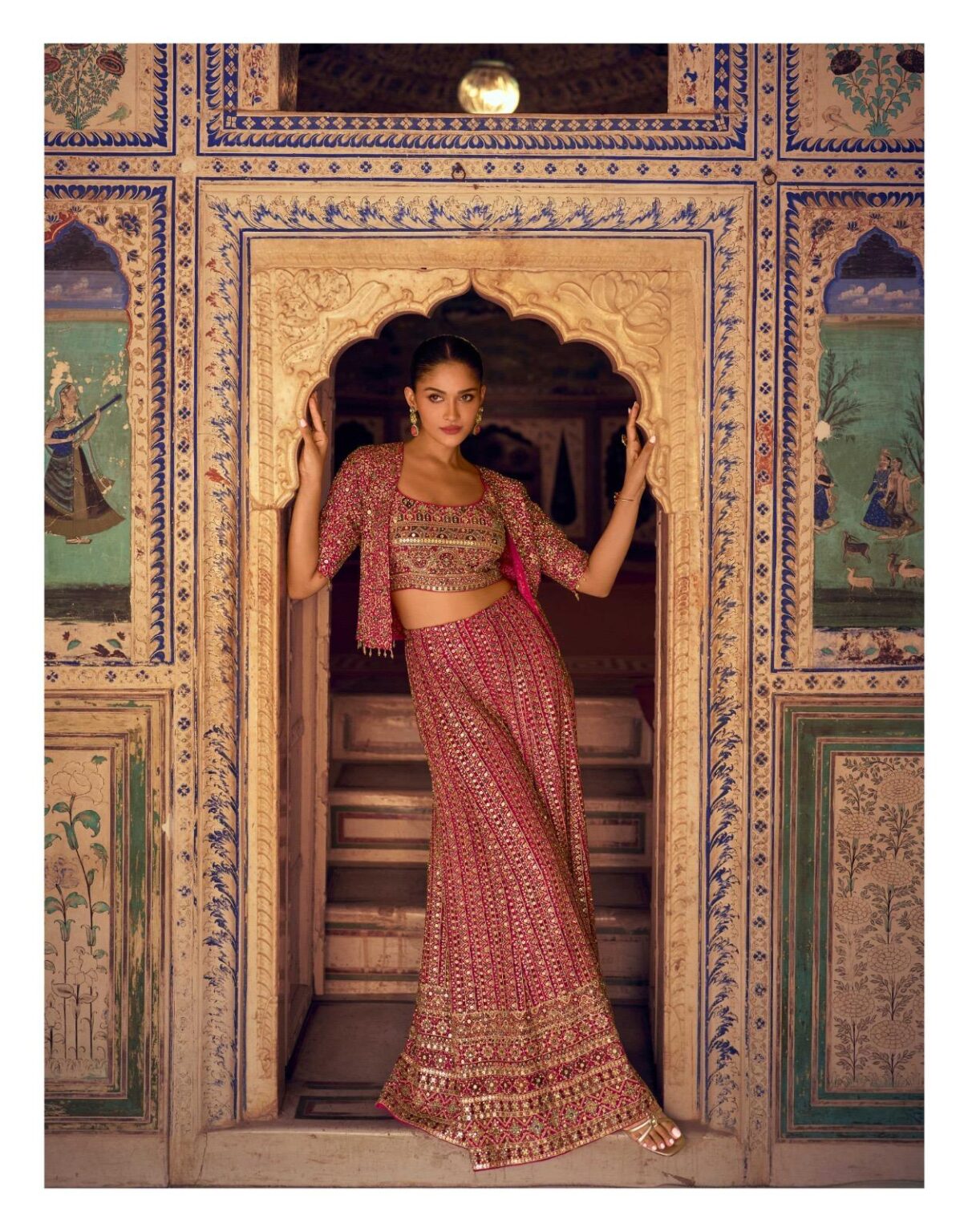 Mehfil Top with Shrug and Palazzo Complete Designer Set