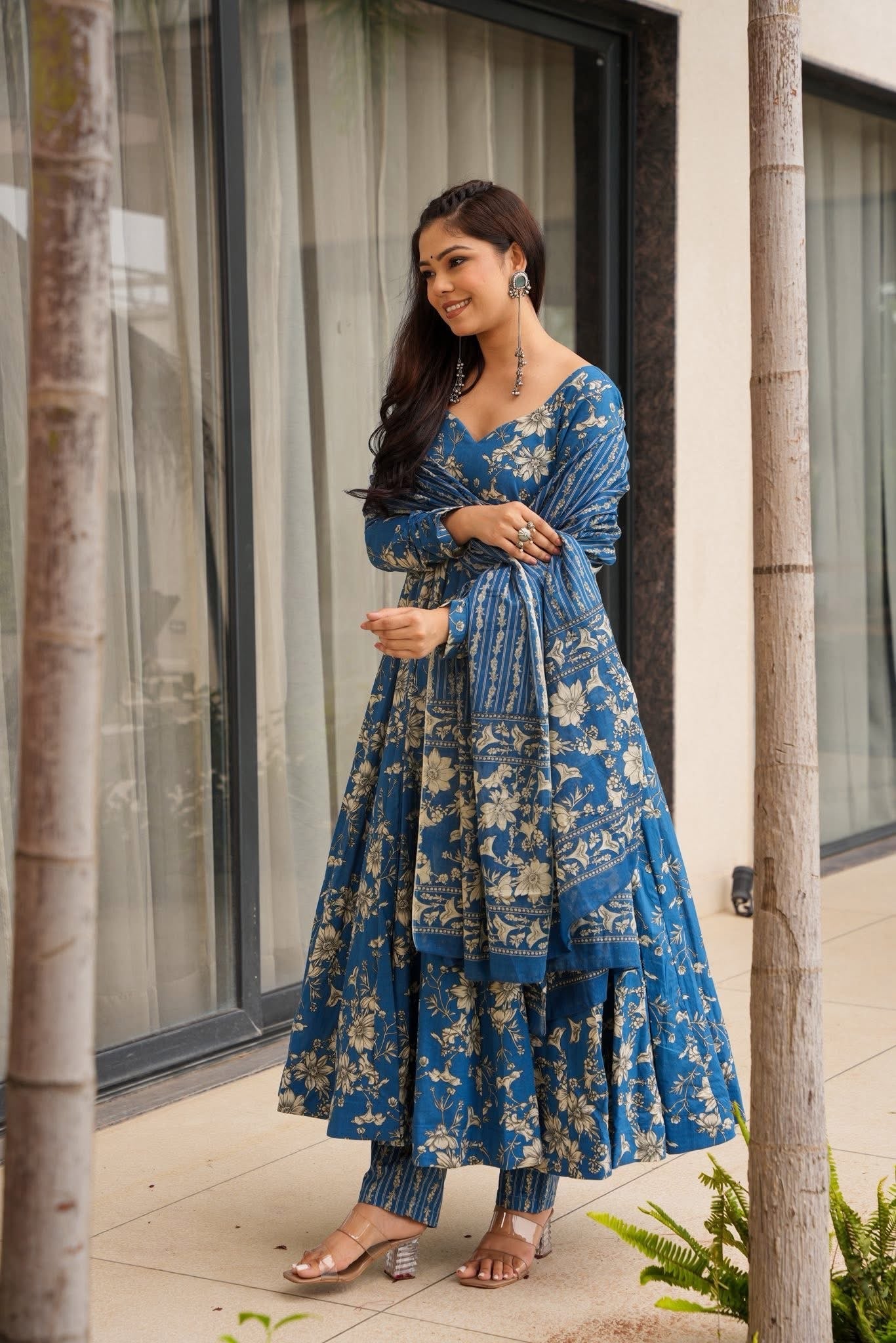 Premium Muslin Cotton Digital Print Flared Suit Set