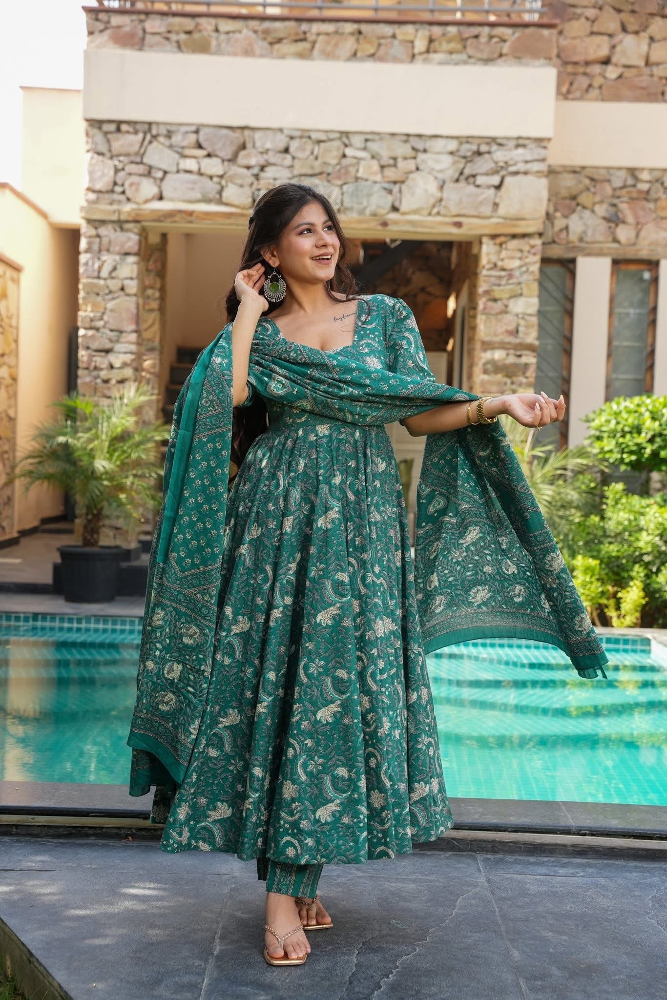 Traditional Bloom Printed Muslin Cotton Suit Set