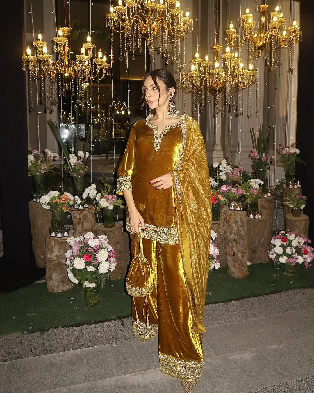 Designer Embroidered Kurta Plazzo Set