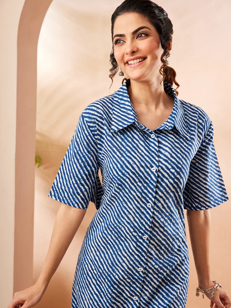Leheriya Print Pure Cotton A-Line Dress for Women